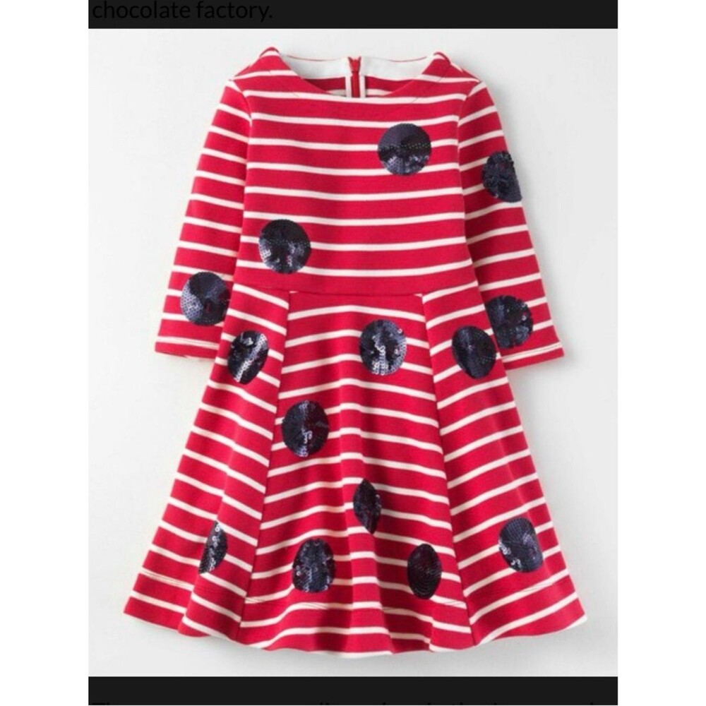 Mini Boden X Roald Dahl Mrs Ladybug & James the Giant Peach Dress
Size 3-4y